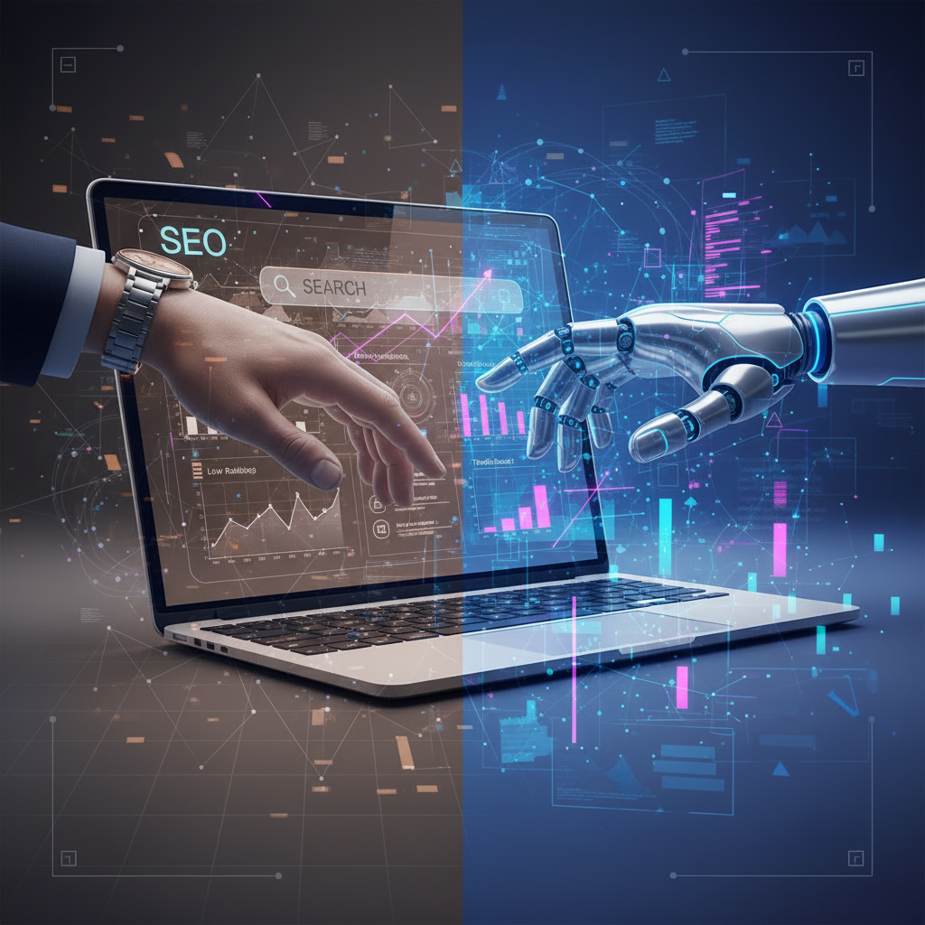 Meta AI tools analyzing website data and content optimization strategies to improve SEO rankings in 2026, showing AI-driven insights, search trends, and digital marketing performance.