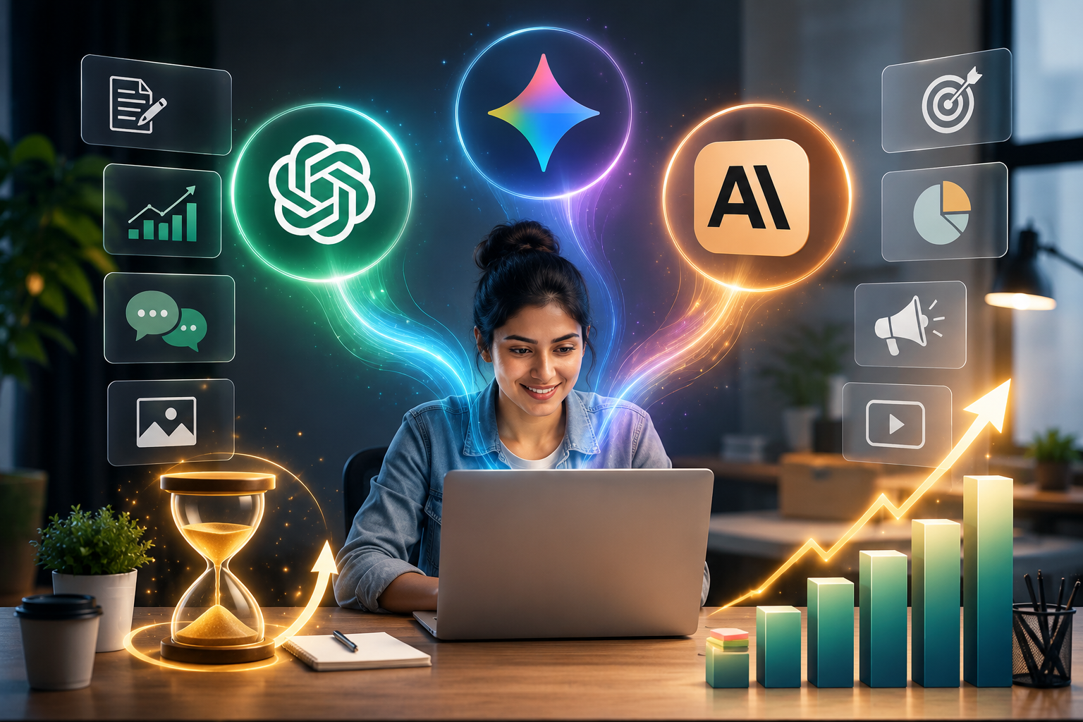 Digital marketer using AI tools to create content, improve productivity, save time, and drive brand growth with ChatGPT, Gemini, and Claude.
