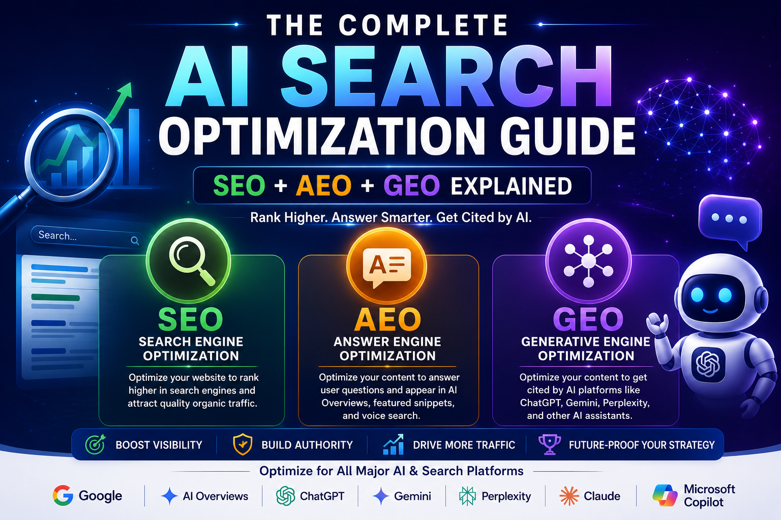 The Complete AI Search Optimization Guide: SEO + AEO + GEO Explained