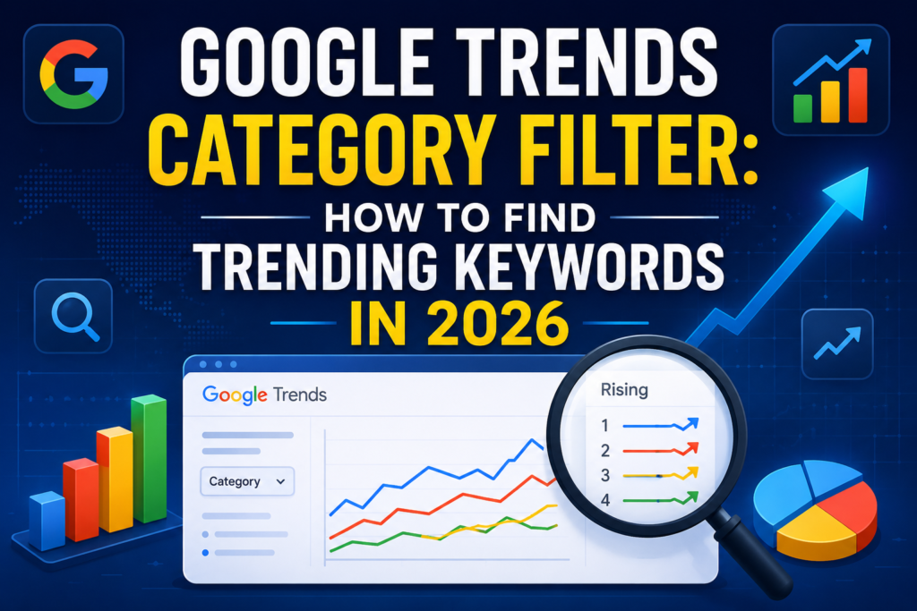 Google Trends category filter dashboard showing how to find trending keywords in 2026