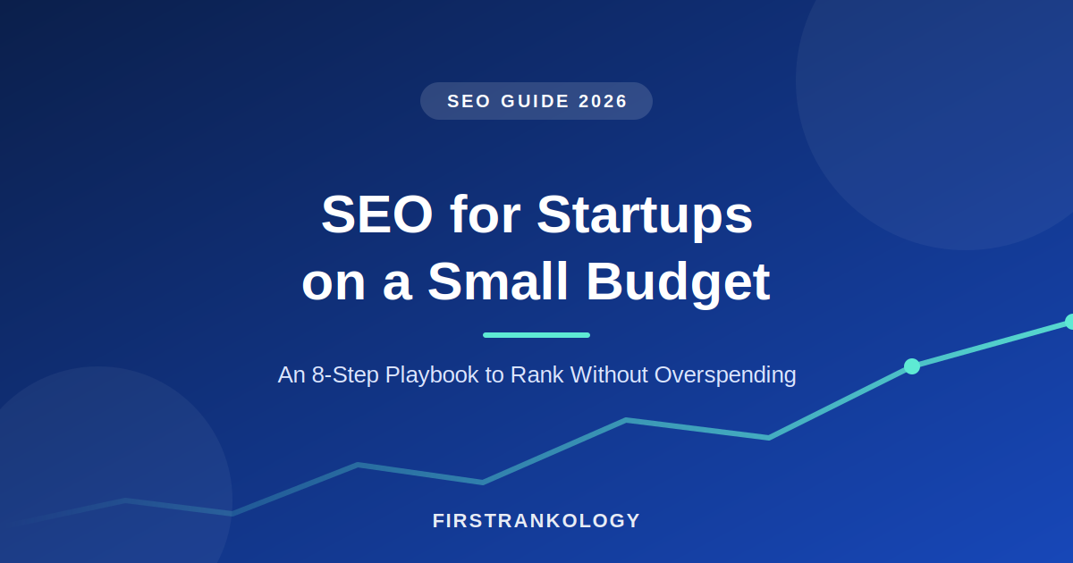 SEO for startups on a small budget: an 8-step playbook guide with a rising growth chart